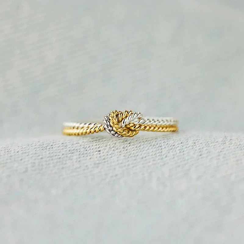 Two-Tone Twisted Knot Rings for Women Fashion Daily Jewelry