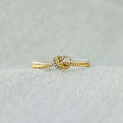 Two-Tone Twisted Knot Rings for Women Fashion Daily Jewelry