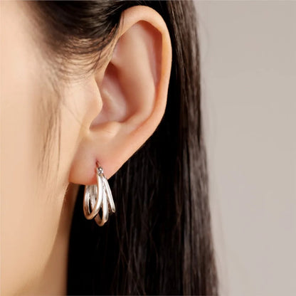 Sterling Silver Exquisite Multi-layer Ear Ring Jewelry Versatile Hoop Earrings For Women Jewelry Fine Birthday Party Gift