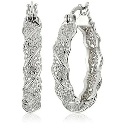 Women’s Gold Color Twisted Pattern Hoop Earrings Wedding Jewelry Gift