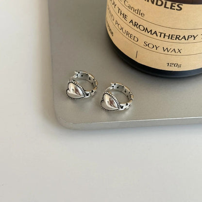 Trendy 925 Silver Gold Heart Earrings Women Party Jewelry Gift