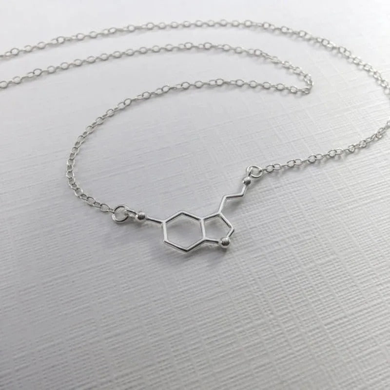 Stainless Steel Chain Serotonin Molecule Science Chemistry Molecule Necklace Couple Girlfriend Gift