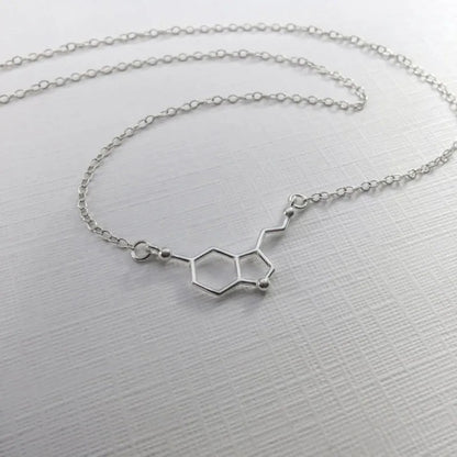 Stainless Steel Chain Serotonin Molecule Science Chemistry Molecule Necklace Couple Girlfriend Gift