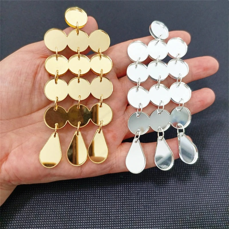Big Dots Mirror Drop Earrings for Women