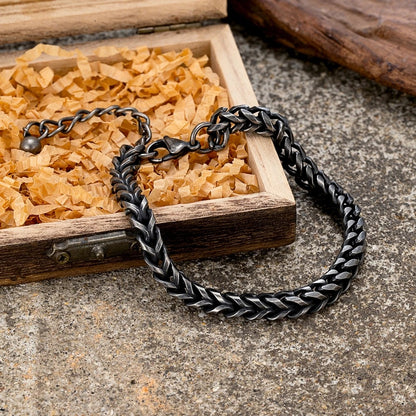 Retro Oxidized Black 6MM Cuban Chain Bracelet for Men
