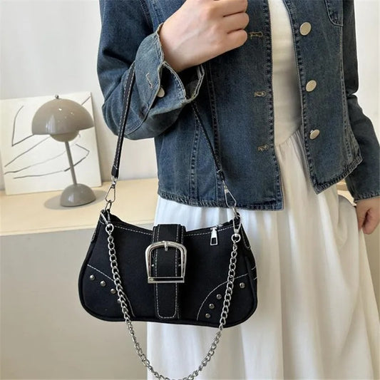 Simple Retro Canvas Underarm Bag Trendy Casual Shoulder & Crossbody Bag for Women