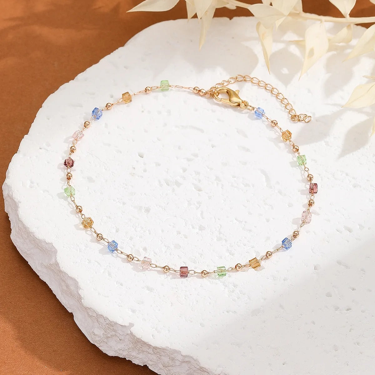 Colorful Adjustable Anklet for Women Summer Beach Gold Color Thin Feet Chain Party Jewelry Accessories.