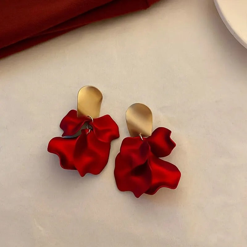 Colorful Flower Earrings Women Fashion Petal Drop Party Jewelry