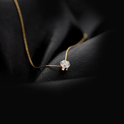Exquisite Little Zircon Pendant Necklace for Women Charm Silver Color Stainless Steel Temperament Chokers Korean Jewelry Gift