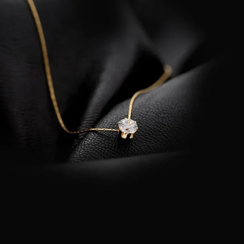 Exquisite Little Zircon Pendant Necklace for Women Charm Silver Color Stainless Steel Temperament Chokers Korean Jewelry Gift