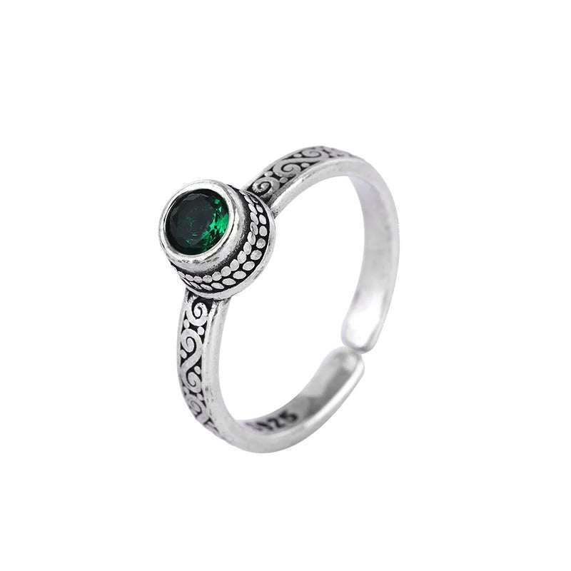 Sterling Silver Green Zircon Ring for Women Wedding Jewelry