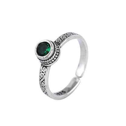 Sterling Silver Green Zircon Ring for Women Wedding Jewelry