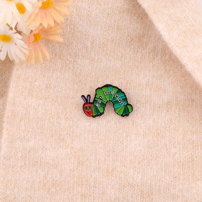 Socialist Enamel Pin Eat Rich Brooch Pines Caterpillar Lapel Pins Badge on Backpack Clothing Accessories Funny Jewelry Gifts