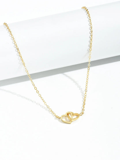 Tiny Double Hollow Heart Chain Necklace for Women Fashion Love Necklace Valentine's Day Jewelry