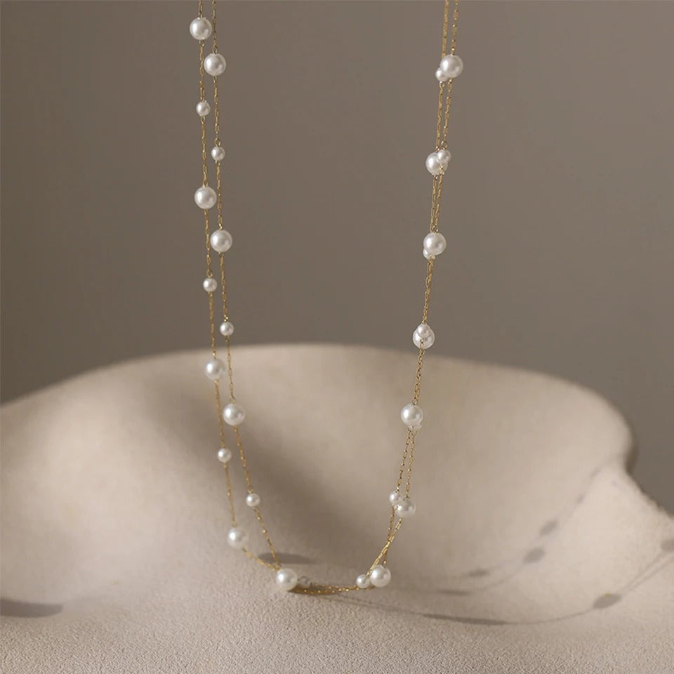 Waterproof Stainless Steel Pearl Choker Necklace Gift for Women