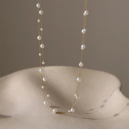 Waterproof Stainless Steel Pearl Choker Necklace Gift for Women