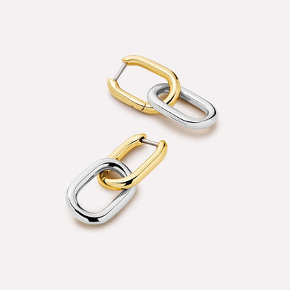 925 Sterling Silver Gold Irregular Circle Hoop Earrings Women