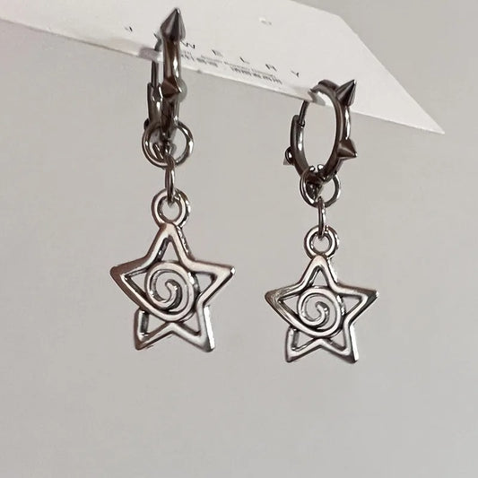 Korean Star Swirl Rivet Earrings for Women