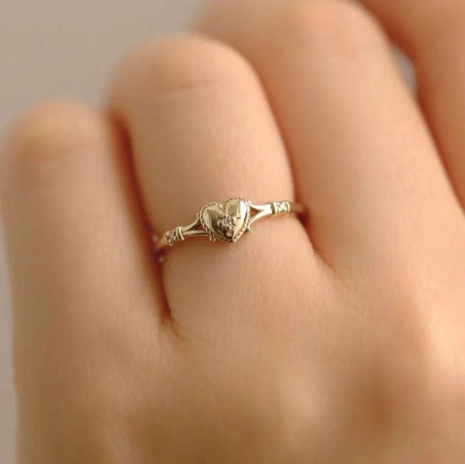 Hot Selling Gold Plated Stainless Steel Rings For Women Heart Ring Jewelry Accessories