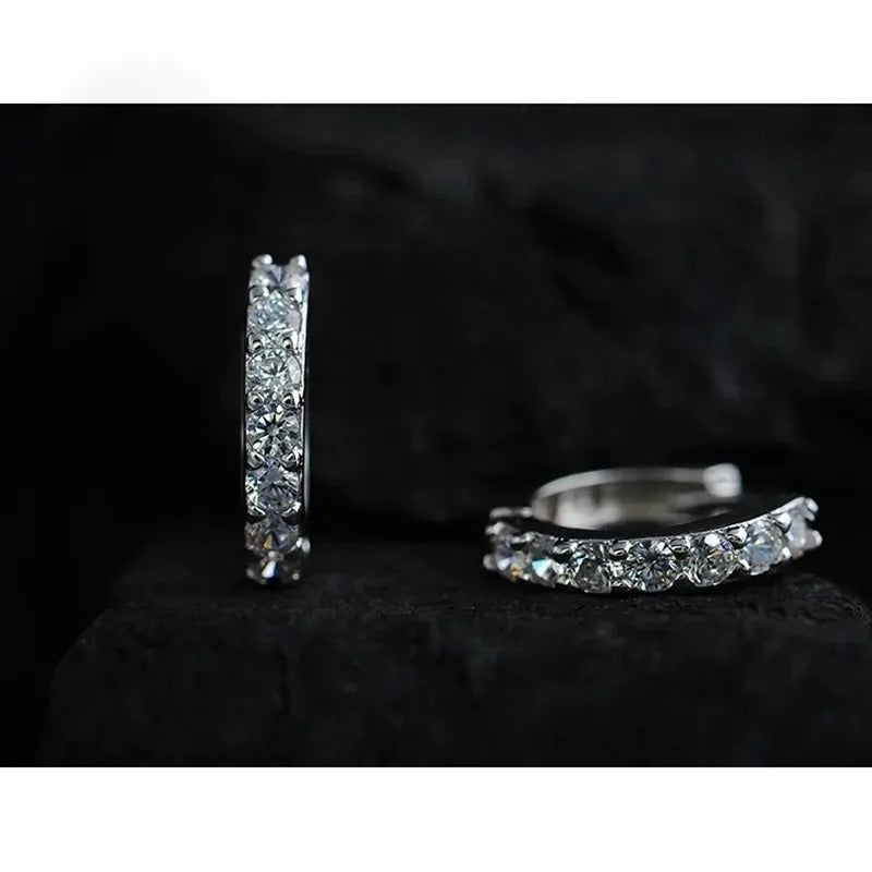 Luxury 925 Silver Rhinestone Hoop Earrings Romantic Jewelry for Women