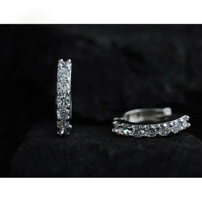 Luxury 925 Silver Rhinestone Hoop Earrings Romantic Jewelry for Women