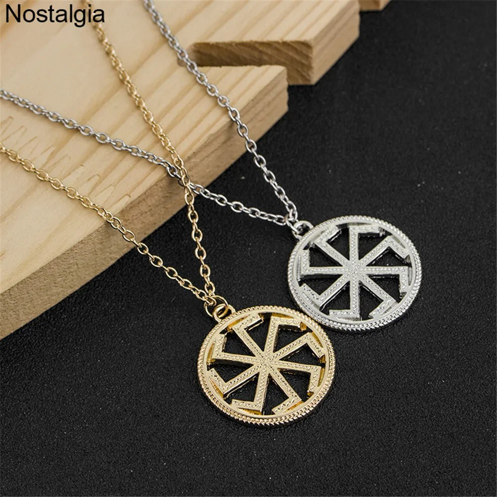 Kolovrat Symbol Pendant Slavic Jewelry Amulet Necklace