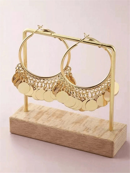 Fashion Geometric Disc Hoop Earrings Women Sexy Circle Pendant Jewelry