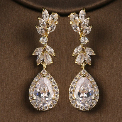 Luxury Flower Cubic Zirconia Drop Earrings for Women