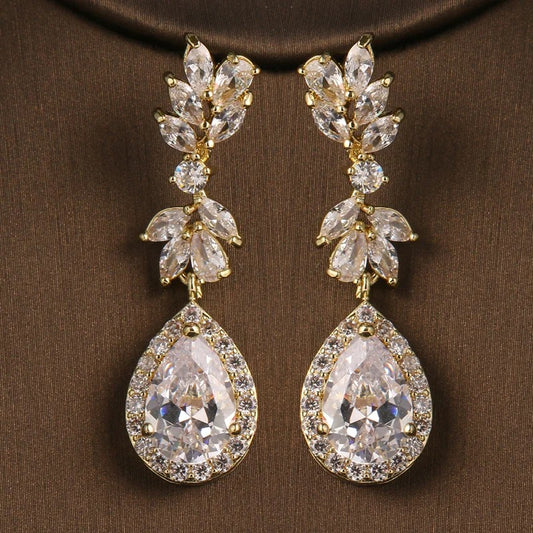 Luxury Flower Cubic Zirconia Drop Earrings for Women