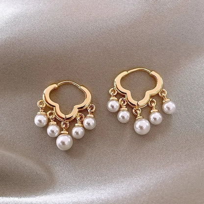 Women Cloud Imitation Pearl Hoop Earrings Fashion Jewelry
