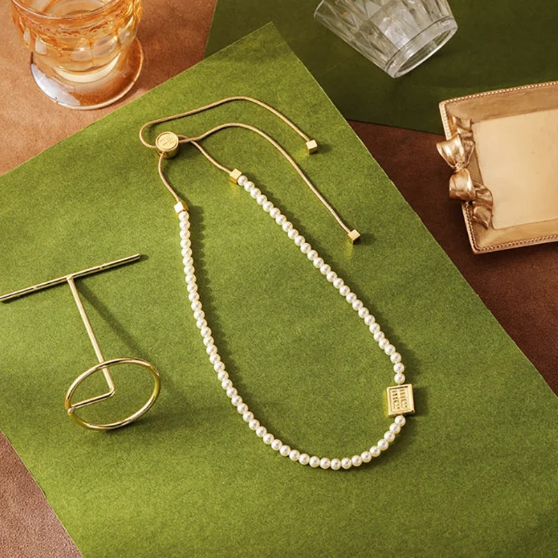 Spring Summer Pearl Necklace Imitation Pearls Clavicle Chain