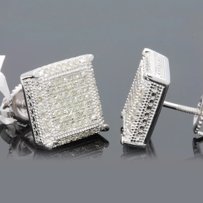 Rock Style Iced Out Zircon Stud Earrings Unisex Trend Jewelry