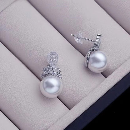 New 925 Sterling Silver Pearl Zircon Earrings for Women