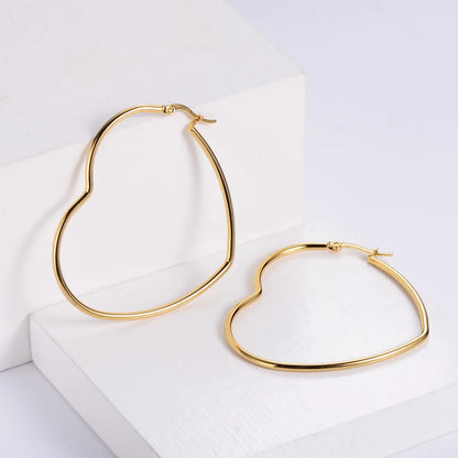 Golden Silver Heart Hoop Earrings for Women Minimalist Love Dangle Jewelry