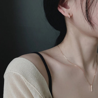 Exquisite Rose Gold CZ Necklace Geometric Fashion Jewelry for Women
