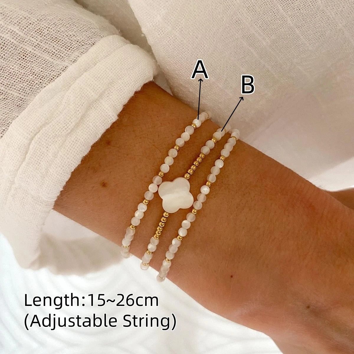 Bead Bracelet with Leaf Charm Stackable Boho Beach Jewelry for Women Healing Gift Summer Wedding Bridal Accessor