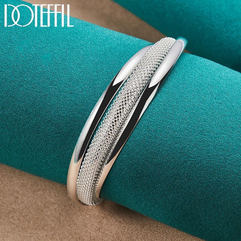 Women’s & Men’s Silver Bangle Elegant 925 Sterling Smooth Bracelet