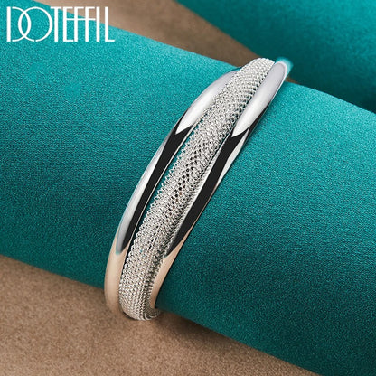 Women’s & Men’s Silver Bangle Elegant 925 Sterling Smooth Bracelet