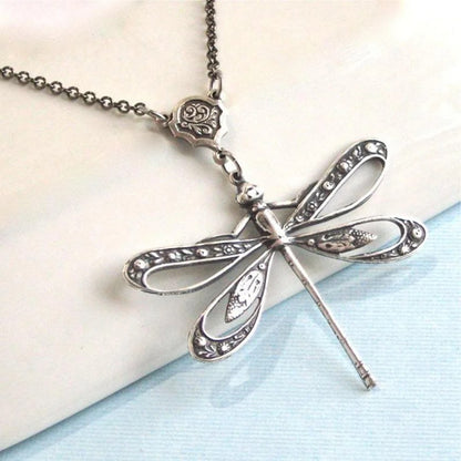 Dragonfly Hollow Pendant Necklace for Women