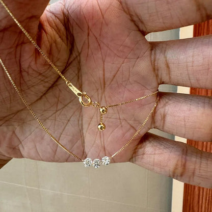 Three Zircon Thin Necklace for Women Simple chain Delicate Elegant Jewelry Gifts Wedding