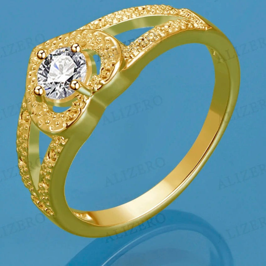 18K Gold AAA Zicon Heart Rings For Women Fashion Wedding Engagement Band Fashion Party Gifts Jewelry Charms Accessories