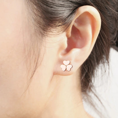 Classic Heart Leaf Rose Gold Color Simple Stud Earrings Fashion Jewelry For Girl Gift
