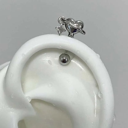 Stainless Steel Heart Planet Ear Cuff with Star for Women