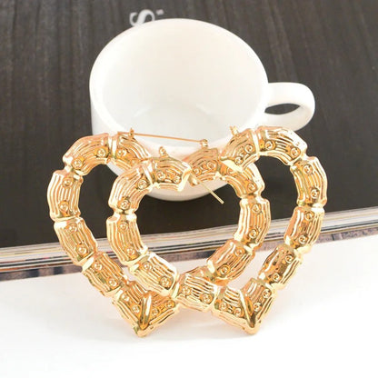3 Pairs Oversized Heart Hoop Earrings Gold Punk Statement Jewelry