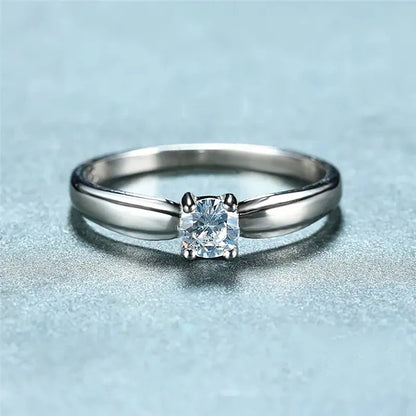 Single Round Cubic Zircon Rings for Women Engagement Wedding Band Accessories Simple Elegant Female Rings Fashion Jewelry