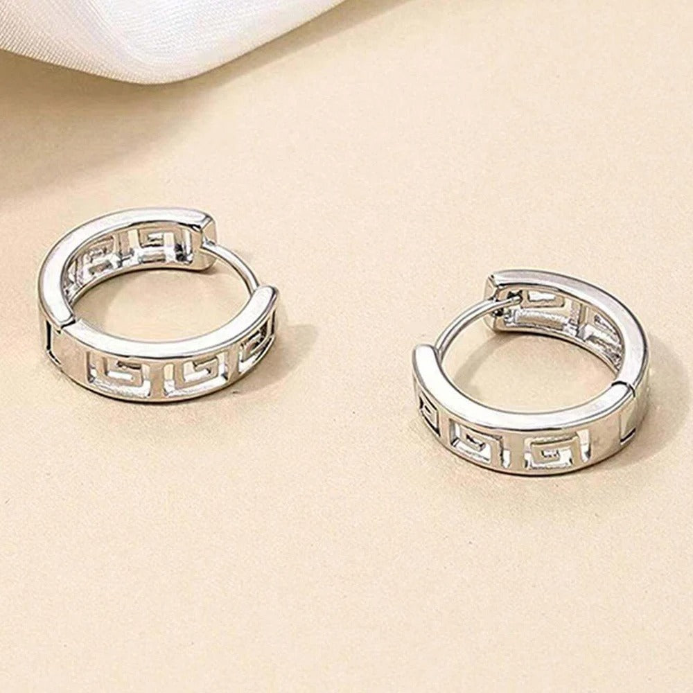 Small Gold Hoop Earrings Women Hallow Out Geometric Metal Jewelry