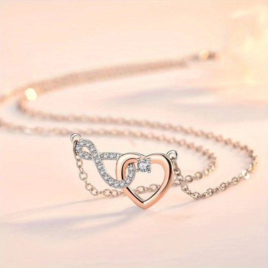 Elegant Infinity Heart Necklace – Romantic Jewelry Gift for Girlfriend with Card & Gift Box
