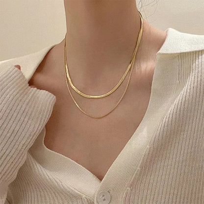 Women’s Simple Snake Chain Necklace Stainless Steel Short Fashion Jewelry