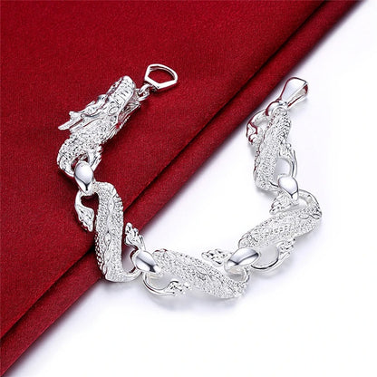 Sterling Silver Dragon Cuff Bracelet Women Wedding Party Jewelry