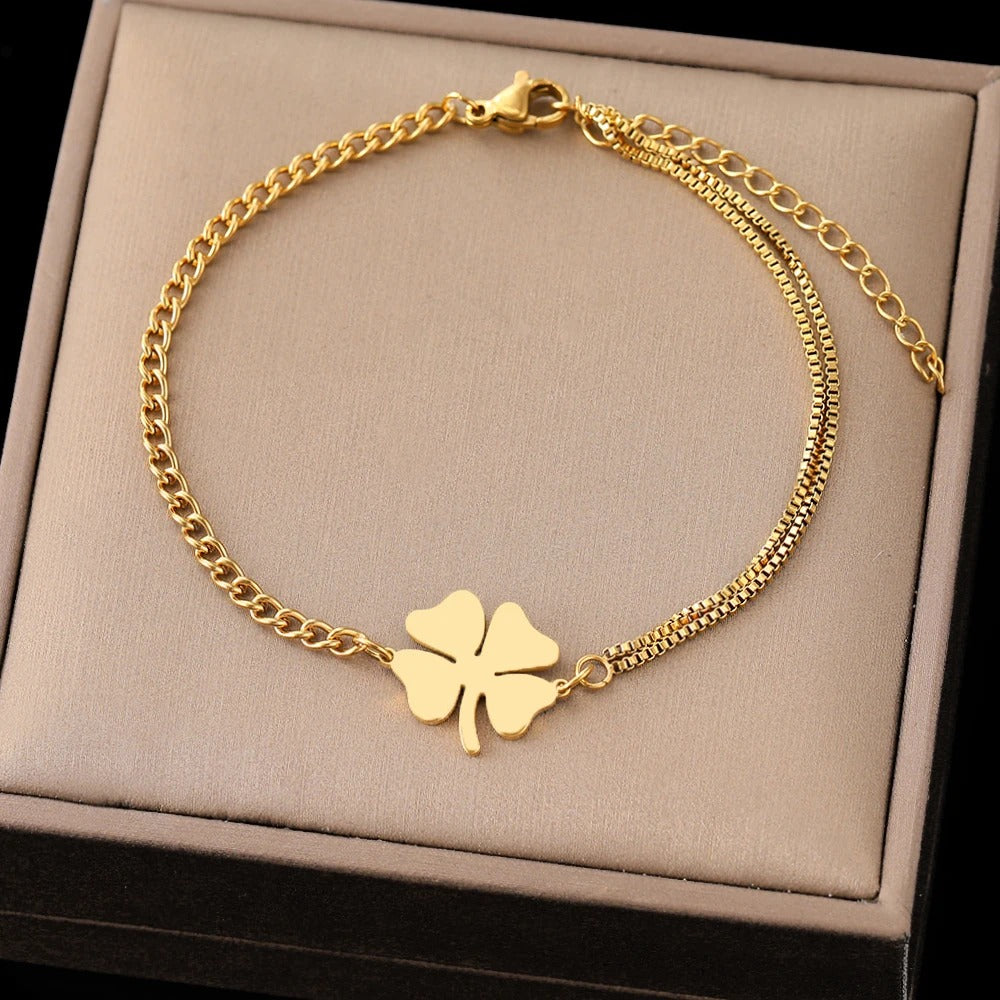 Classic Clover Pendant Bracelet Non-Fading Stainless Steel Jewelry